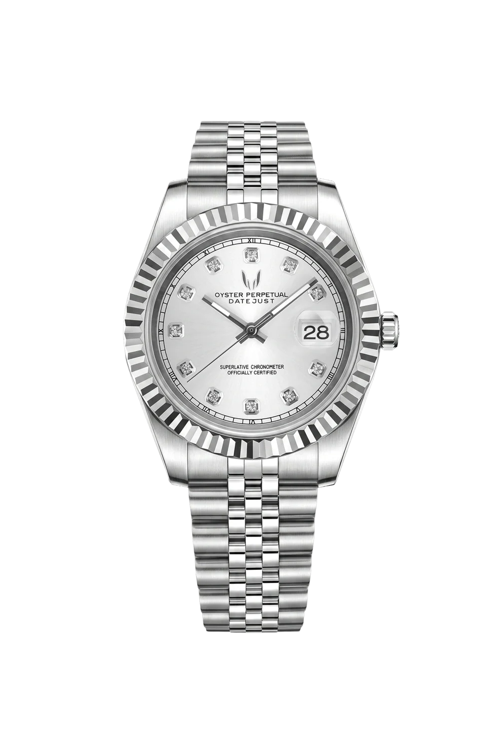 Custom Datejust Silver Diamond