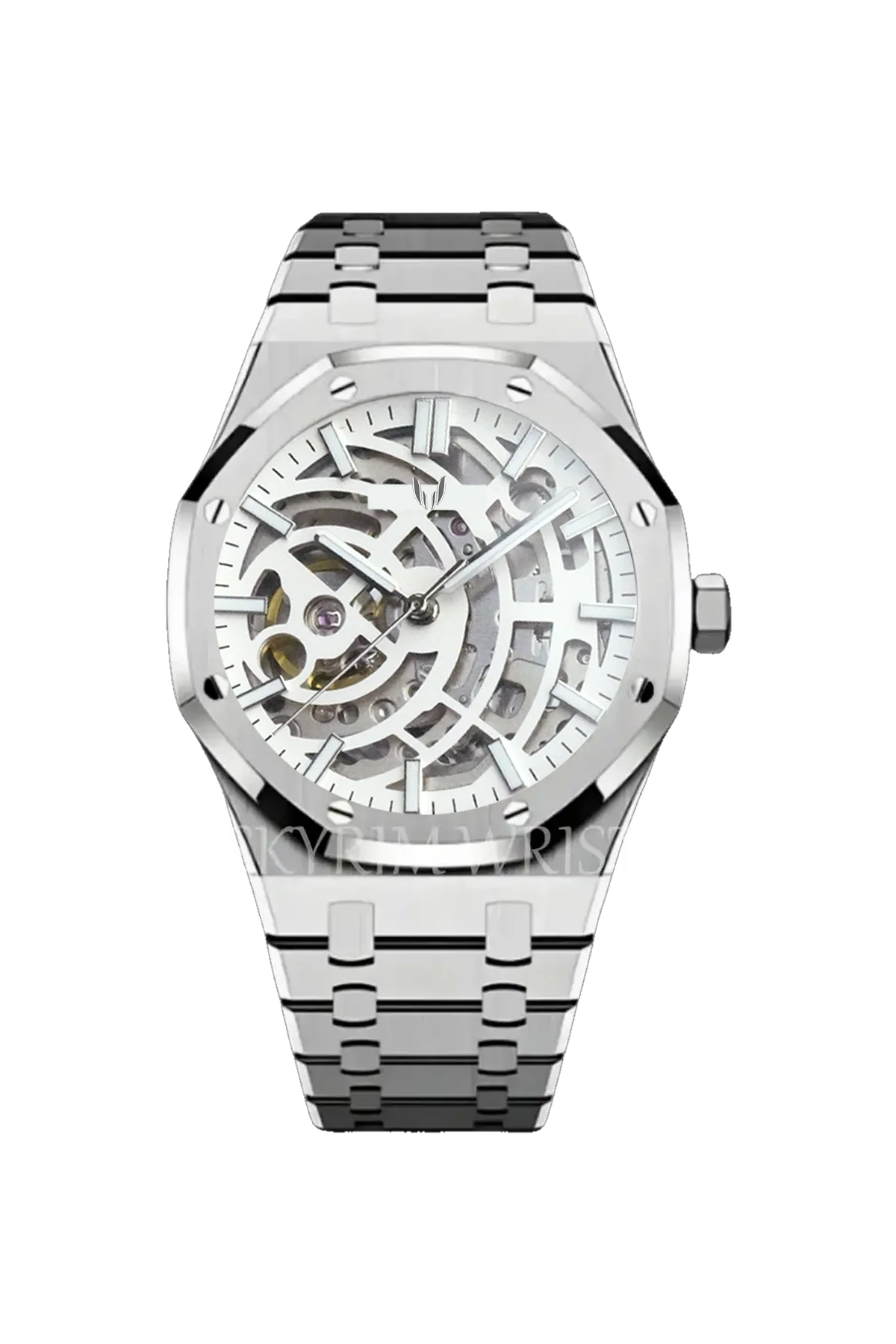 Custom Royal Oak Skeleton White Silver