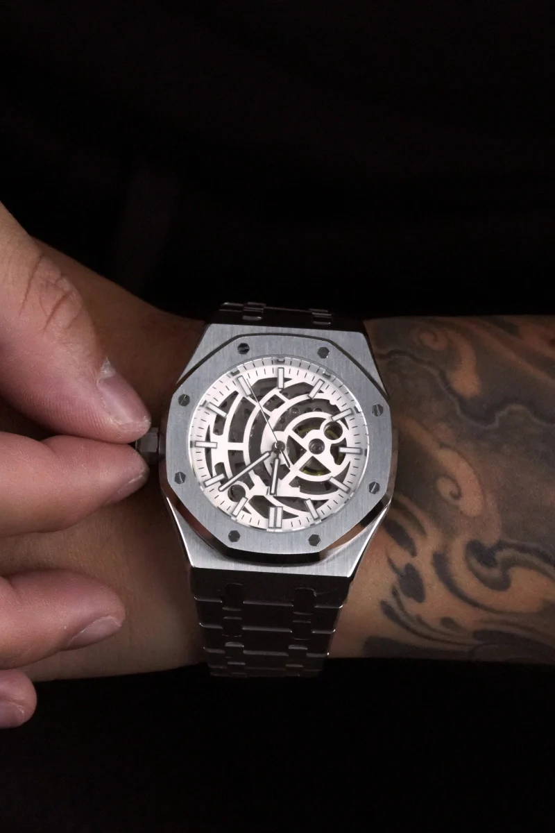 Custom Royal Oak Skeleton White Silver - Image 2